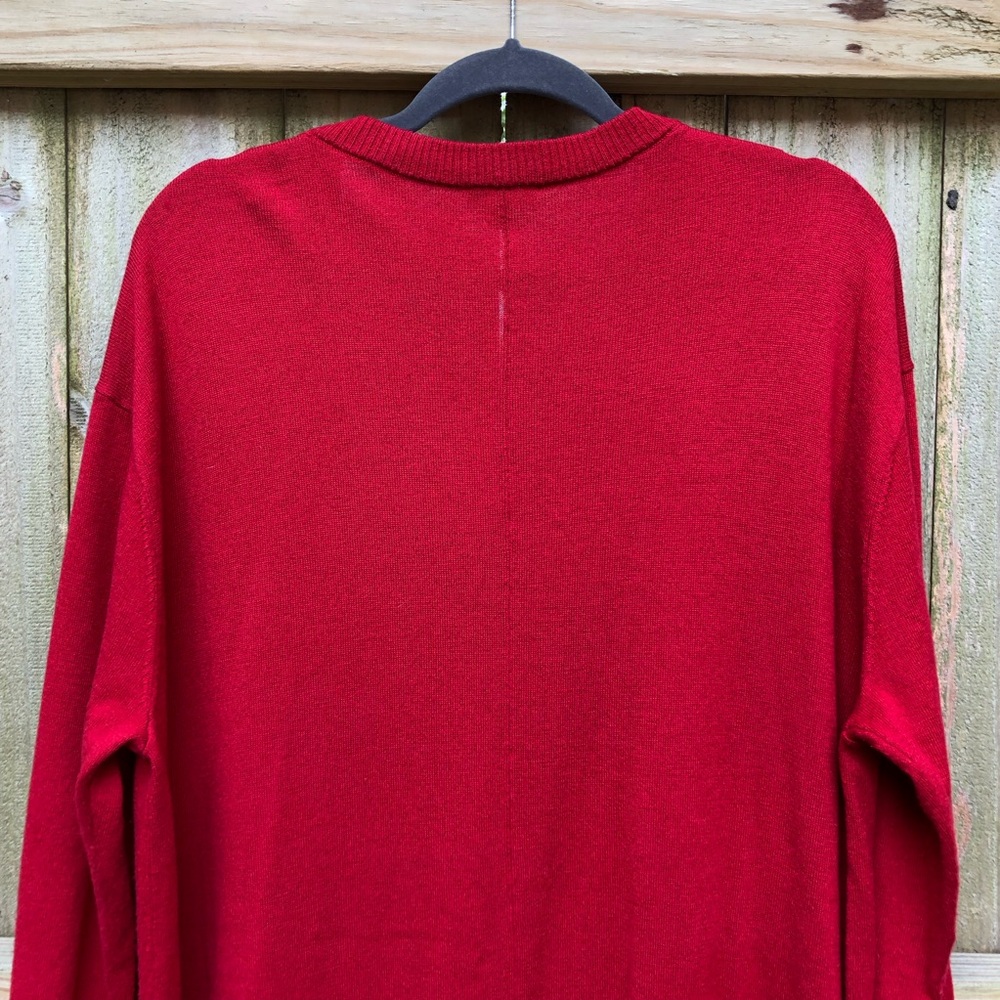 J. Jill Wool Blend Cardigan Size 2X Red Button Front Side Slits Patch Pockets - Picture 10 of 14